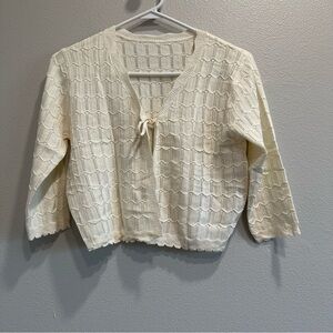 NWOTCottagecore women’s small to medium Cream  Cardigan,ties in front,3/4 sleeve